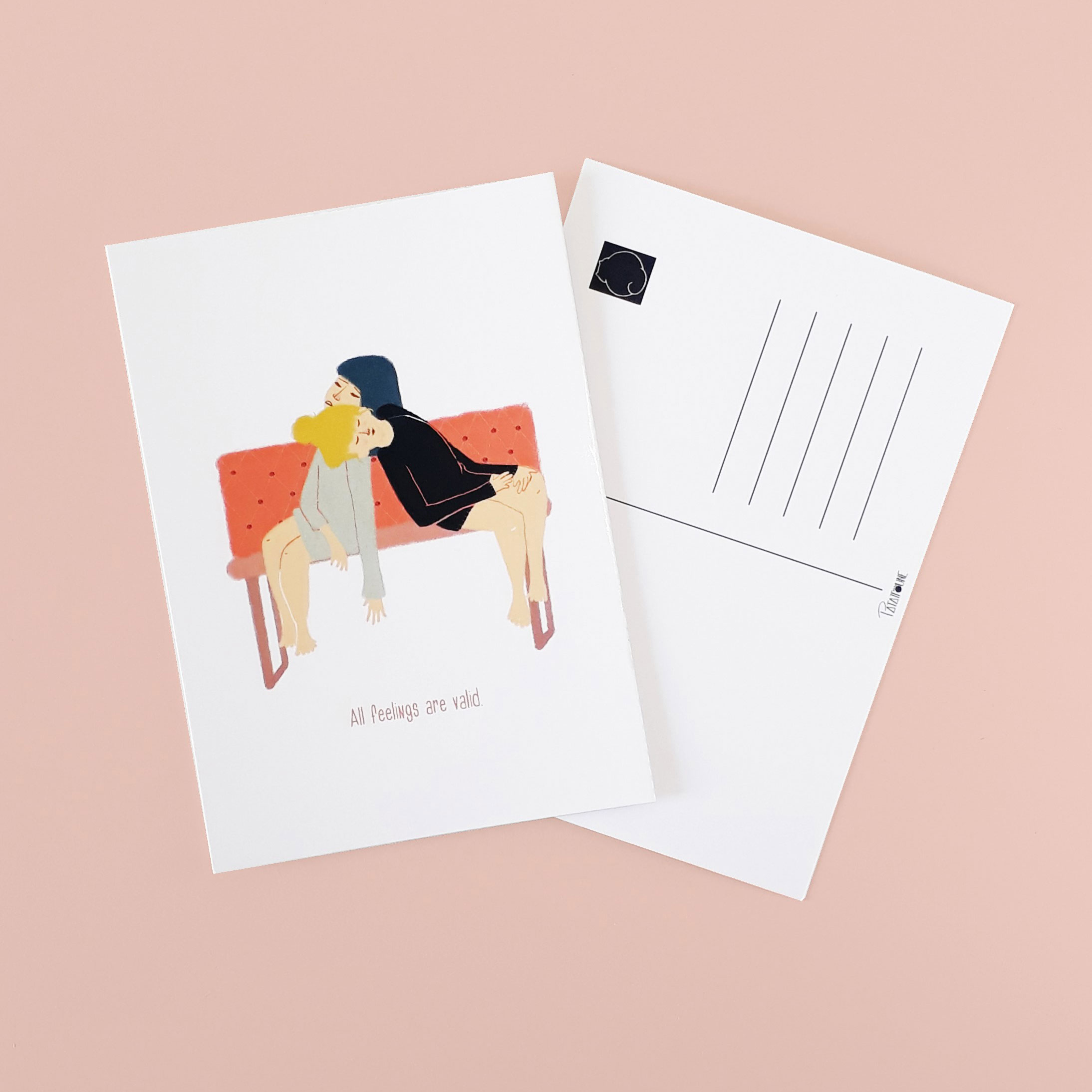 Pattatoune - Carte postale All feelings are valid Madeleine bijoux fleurs