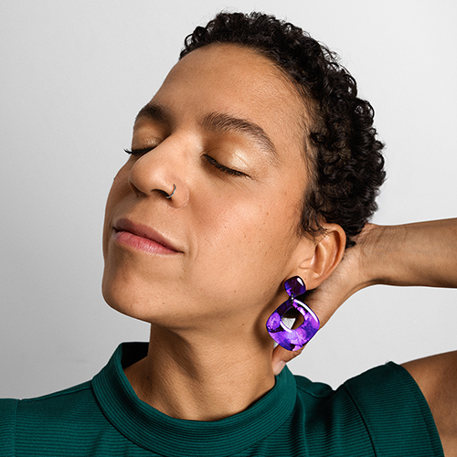 Madame So - Boucles d'oreilles violettes Couronne tête mariée Chiara Mia fleurs
